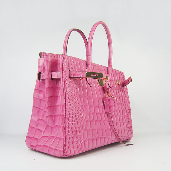 High Quality Fake Hermes Birkin 35CM Max Crocodile Veins Leather Bag Peach 6089 - Click Image to Close